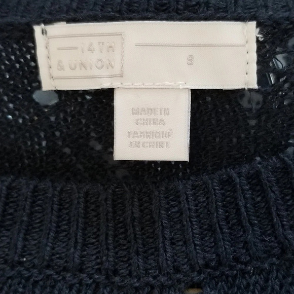 NWT 14th & Union Blue Open Knit Long Sleeve Sweater S - Picture 6 of 7